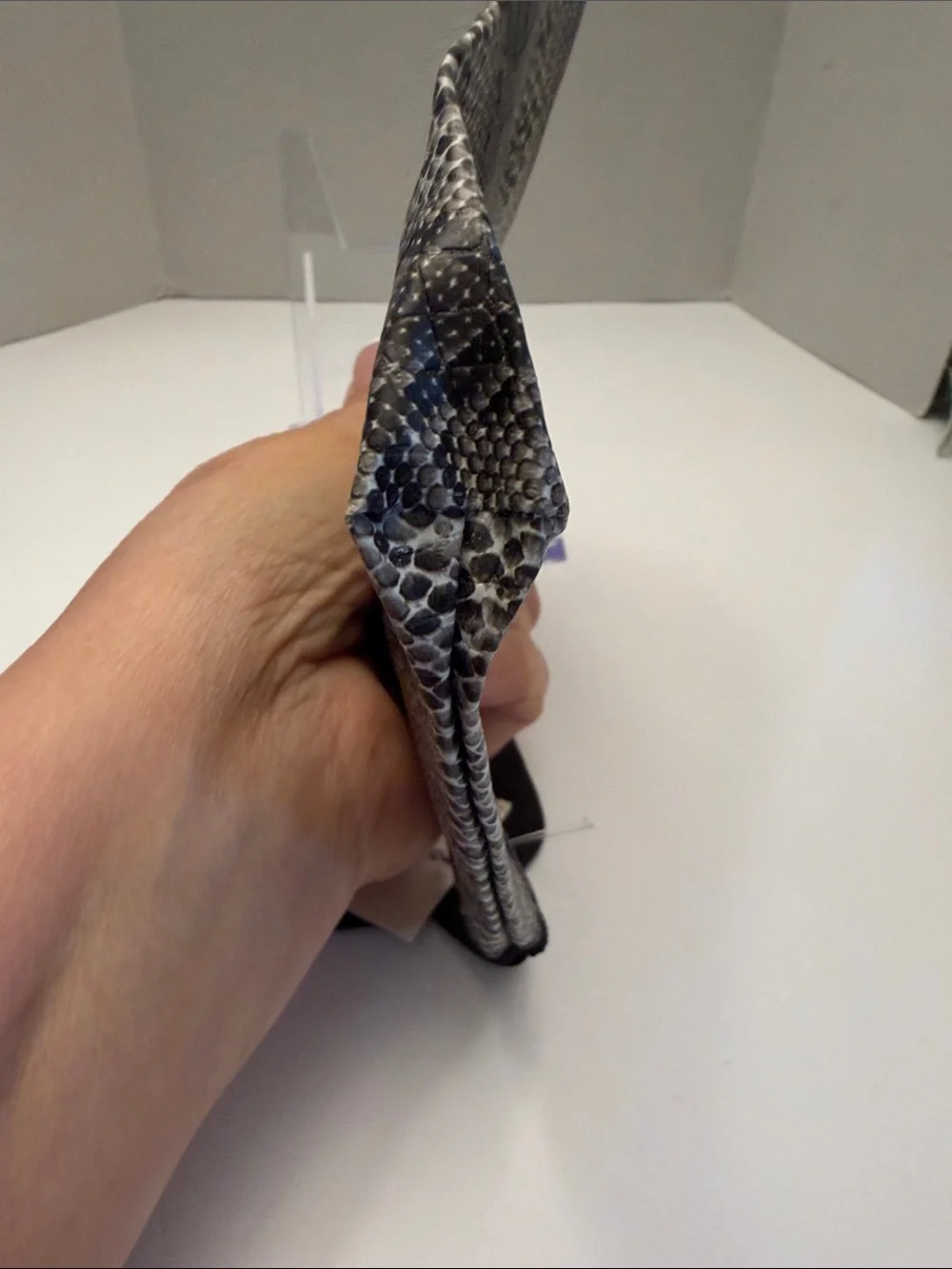 Snake-Print w/Mirror Cosmetic Bag 7.5” x 4.75”